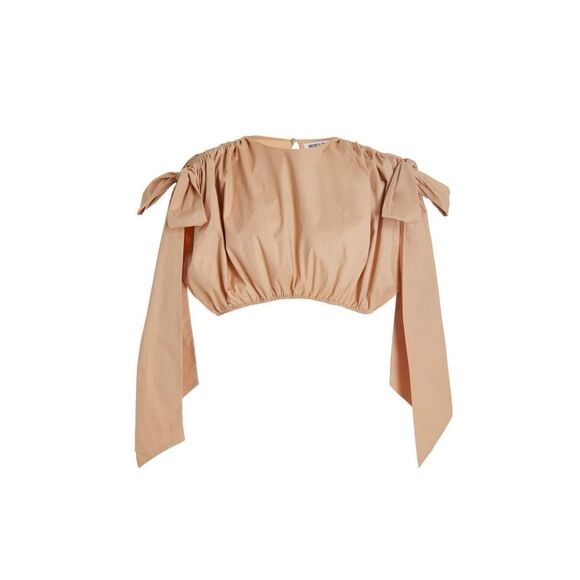 NWT Andrea lyamah Women's Halima Cropped Top in Nude Size Medium MSRP 195 - Picture 1 of 5